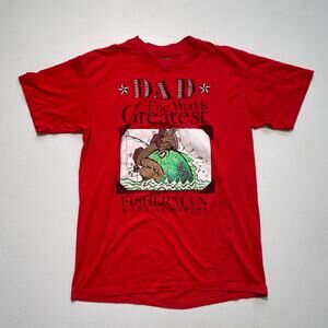 Vintage 90s Red Dad World's Greatest Fisherman T-Shirt / Sz XL / Humor